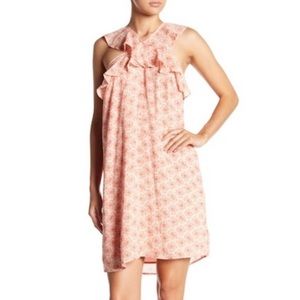 19 COOPER RUFFLE FLORAL MINI DRESS LIGHT PINK